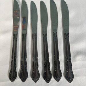 6‎ Pc Dinner Knife Knives Imperial International - Fleurette - Stainless - Korea